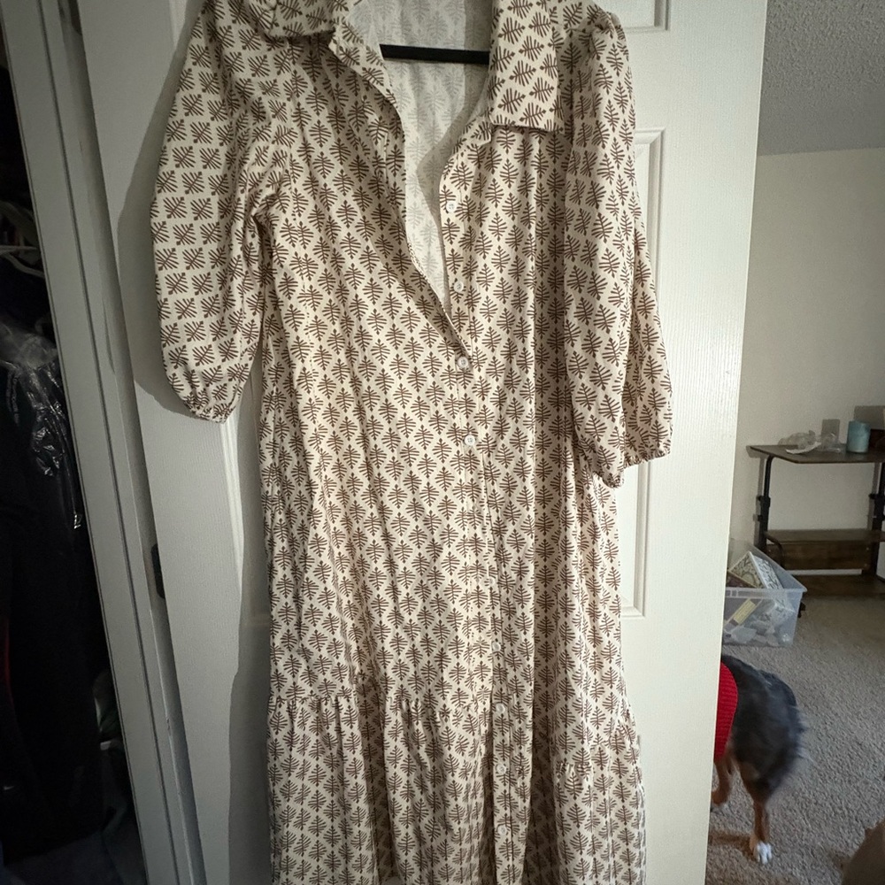 Vintage Long Sleeve Patterned Dress